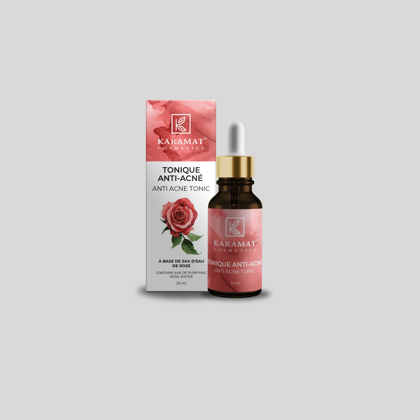 Karamat - Tonique Anti-Acné avec 54% d'Eau de Rose Purifiante - 33 ml